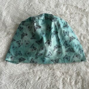 Teal Butterfly Print Scrub Cap